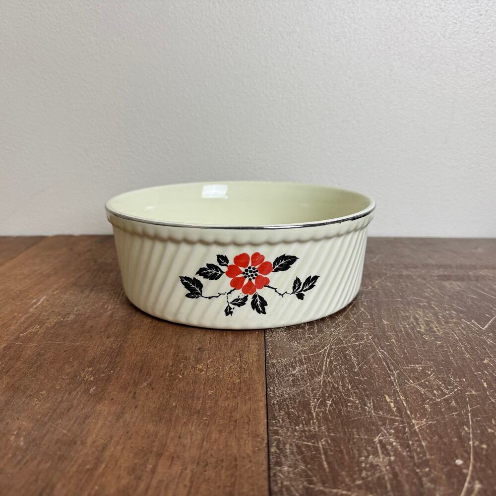 Hall's Superior Kitchenware Red Poppy Souffle Baking Dish Vintage Serveware‎